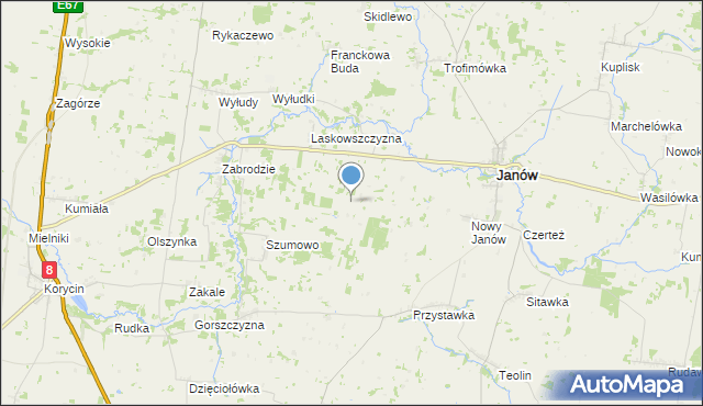 mapa Kolonia Jasionowa Dolina, Kolonia Jasionowa Dolina na mapie Targeo